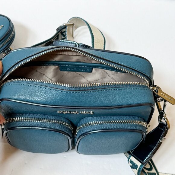 Michael Kors Jet Set Travel Medium Shoulder Crossbody Bag Tech Attached Teal - Picture 10 of 14